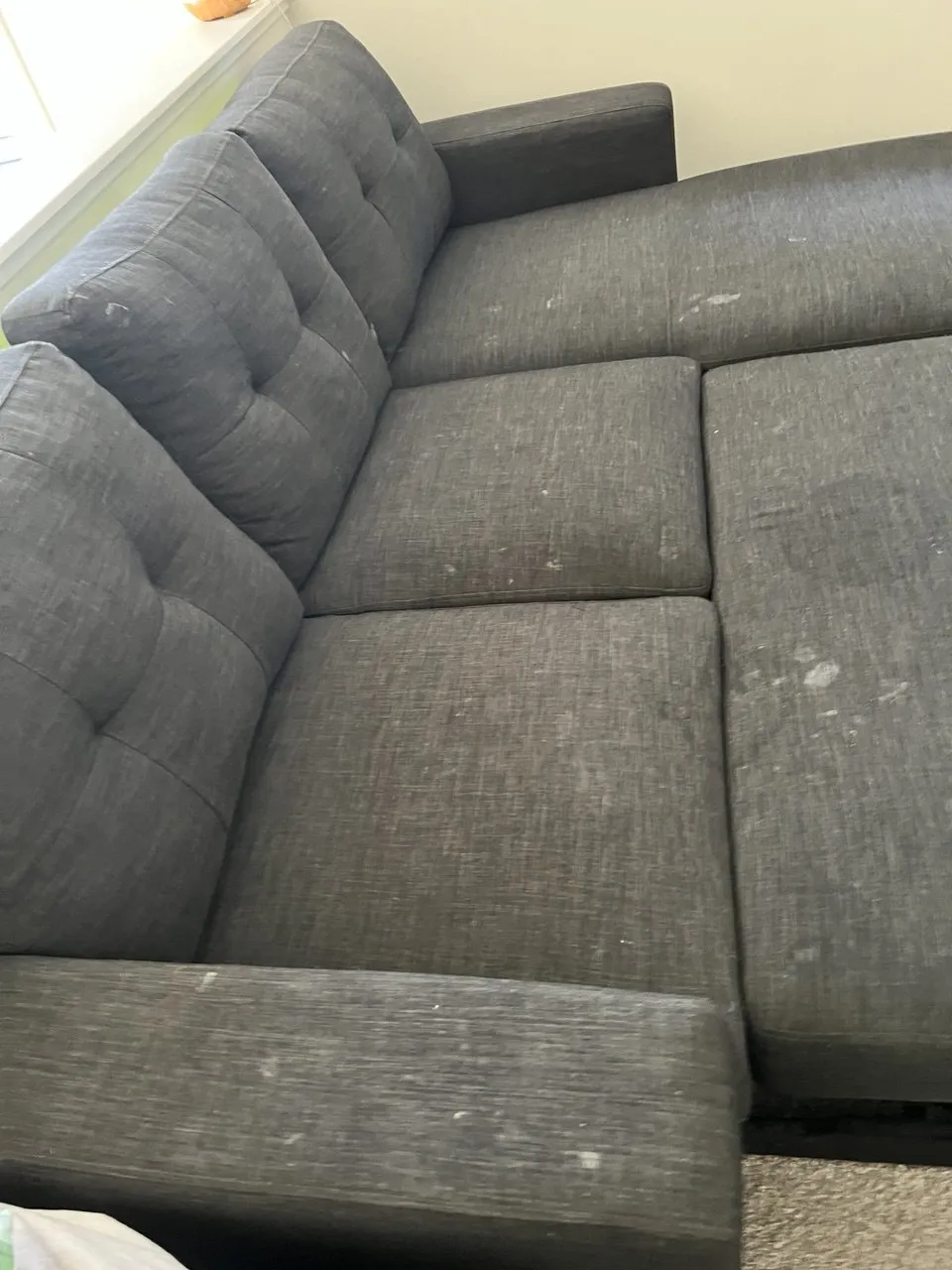 Charcoal Sectional - Before & After — before cleaning