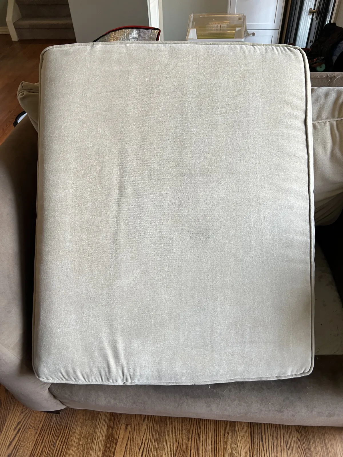 Light Sofa Cushion — Stains Out, Soft Fabric Back — after cleaning
